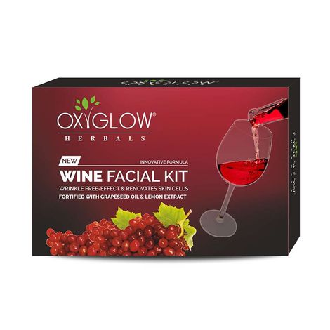 Buy OxyGlow Wine Facial Kit|Wrikle Free Effect|Renovates Skin Cells|Lemon|Grapeseed Oil| 260 gms-Purplle