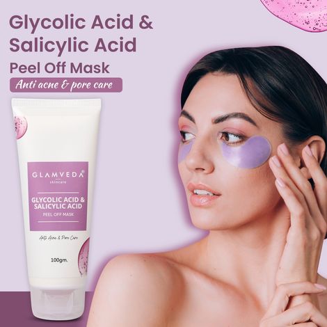 Buy Glamveda Glycolic Acid & Salicylic Acid Anti Acne & Pore Care Peel Off Mask, Helps With Breakouts, Blemishes & Dull Skin,100Gm-Purplle