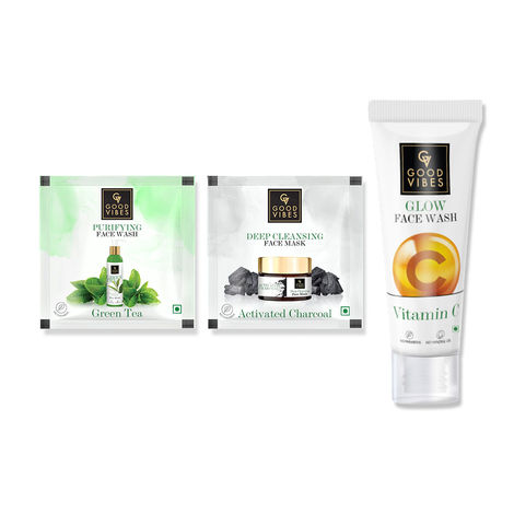 Buy Good Vibes Face Wash Combo | Green Tea (10 ml) & Vit C (10 ml)-Purplle