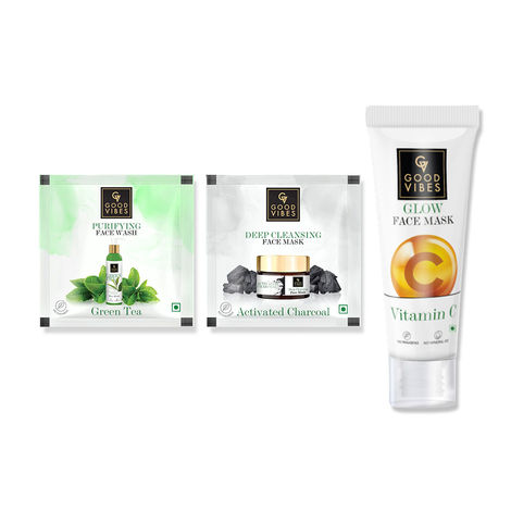 Buy Face Wash and Mask Combo | Good Vibes Green Tea Face Wash & Good Vibes Vit C Mask-Purplle