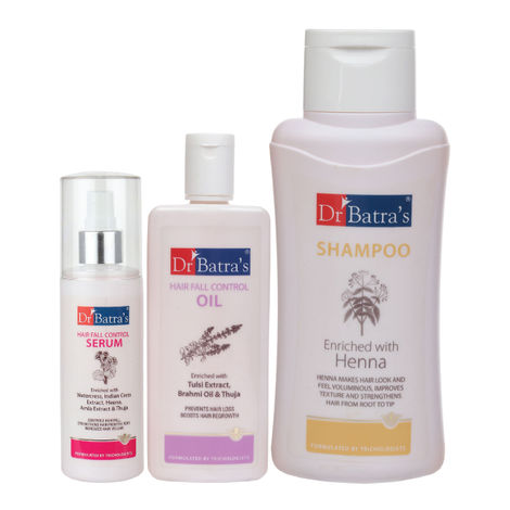 Buy Dr.Batra`s Hair Fall Control Serum-125 ml, Normal Shampoo - 500 ml and Hair Fall Control Oil- 200 ml         -Purplle