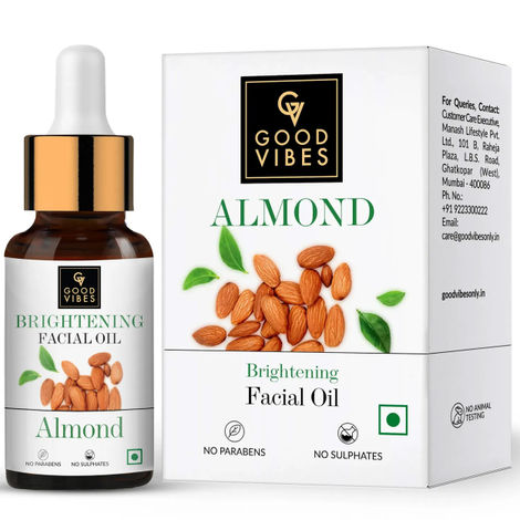 Buy Good Vibes Almond Brightening Facial Oil | Hydrating, Nourishing | No Parabens, No Sulphates, No Animal Testing (30 ml)-Purplle