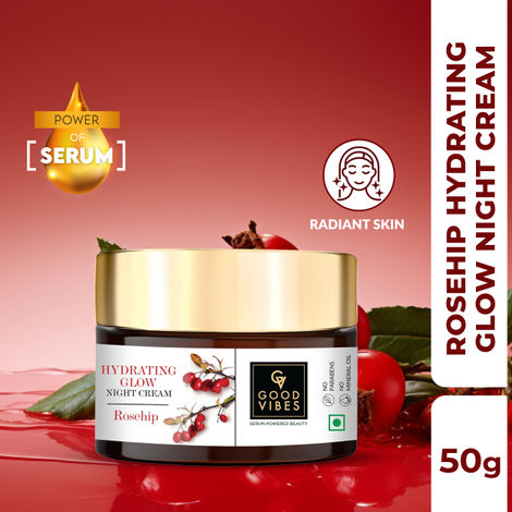 Buy Good Vibes Rosehip Hydrating glow night cream | Nourshing, Skin renewing, Sleep treatment (50g)-Purplle