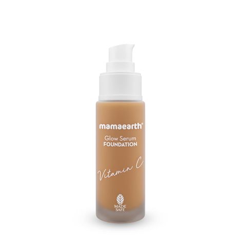Buy Mamaearth Glow Serum Foundation with Vitamin C & Turmeric for 12-Hour Long Stay - 09 Worm Glow - 30 ml-Purplle