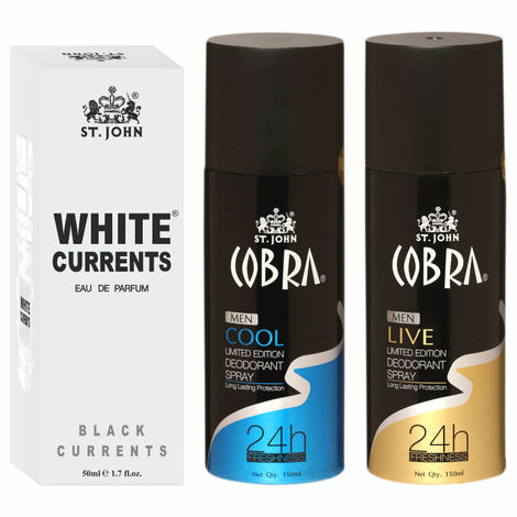 Buy St John Cobra Deodrant Cool & Live 150 ml each & White Current 50 ml Perfume Combo Pack Perfume Body Spray - For Men & Women (350 ml, Pack of 3)-Purplle