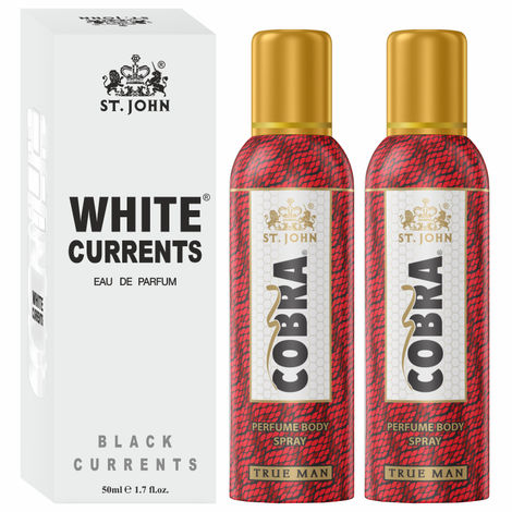 Buy St John Cobra Deodrant No Gas True Man Pack of 2 100 ml each & White Current 50 ml Combo Perfume Body Spray - For Men & Women (250 ml, Pack of 2)-Purplle