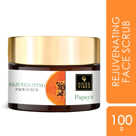 Buy Good Vibes Papaya Rejuvenating Face Scrub | Cleansing Moisturizing | With Almond Oil | No Parabens No Sulphates No Mineral Oil (100 g)-Purplle
