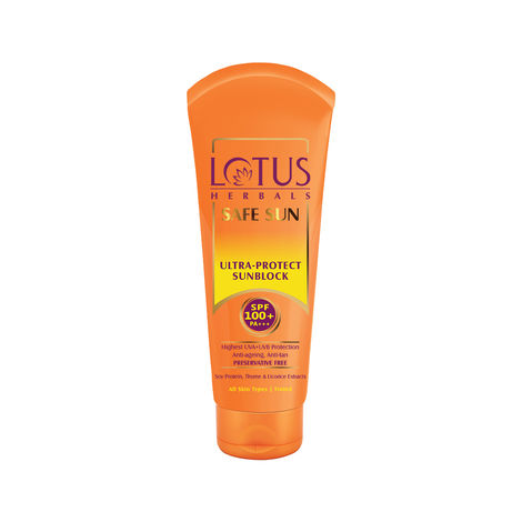 Buy Lotus Herbals Safe Sun Ultra sunscreen | SPF 100+ | PA+++ | Anti-Ageing | Preservative Free | 50g-Purplle