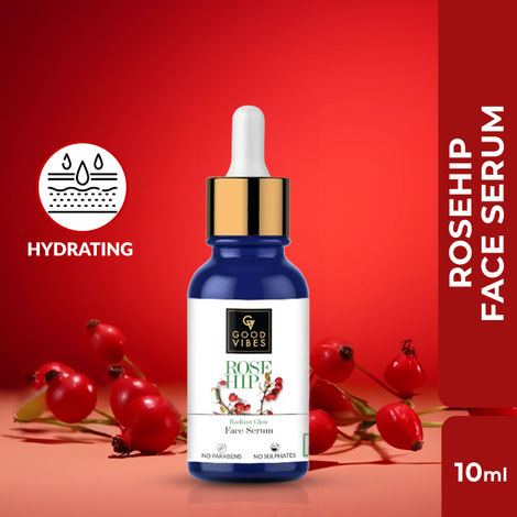 Buy Good Vibes Rosehip Radiant Glow Face Serum | Light, Non-Sticky, Brightening | With Vitamin E | No Parabens, No Sulphates, No Animal Testing (10 ml)-Purplle