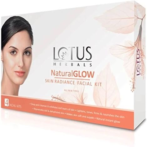 Buy Lotus Herbals Natural Glow Skin Radiance 4 in 1 Facial Kit | Deep Pore Cleansing | Skin Lightening & Hydrating | 200g-Purplle