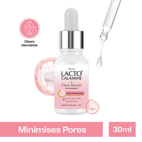 Buy Lacto Calamine 10% Niacinamide face serum, for minimising pores & pigmentation. Suitable for all skin types. No Parabens, No Sulphates (30 ml)-Purplle