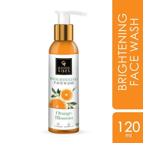 Buy Good Vibes Orange Blossom Skin Brightening Face Wash | Reduces Acne, Cleansing | No Parabens, No Mineral Oil, No Animal Testing (120 ml)-Purplle