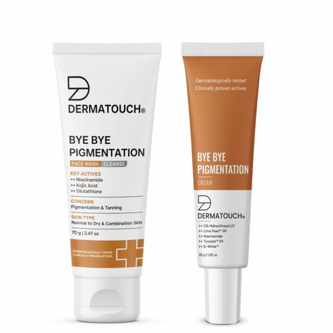 Buy DERMATOUCH Bye Bye Pigmentation Combo | Bye Bye Pigmentation Face Wash (70 gm) & Bye Bye Pigmentation Cream (30 gm) | With Niacinamide & Kojic Acid - 100G-Purplle