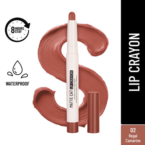 Buy Swiss Beauty Non-Transfer Matte Cat Lip Crayon | Water-Resistant | Long-Lasting 8 Hours Stay | Retractable Lip Crayon |Lighweight|Shade 02 Regal Camarine - 1.5 gm-Purplle
