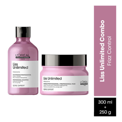 Buy L'Oreal Professionnel Serie Expert Liss Unlimited Shampoo + With Combo of Liss Unlimited Mask|With Pro-Keratin Complex (250ml +250gm)-Purplle