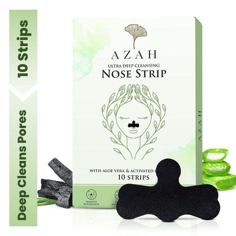 Buy Azah Ultra Deep Cleansing Nose Strips for Blackhead Removal | With Aloe Vera & Activated Charcoal | Unclog Pores, Removes Whiteheads, Excess Oil & Dirt| | Extended Design | Pack of 10-Purplle