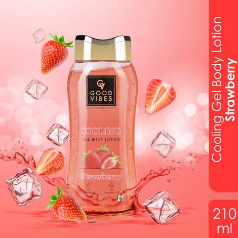 Buy Good Vibes Strawberry Cooling Gel Body Lotion (210 ml) | Instant Cooling Sensation |-Purplle