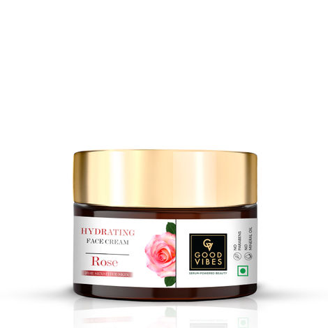 Buy Good Vibes Hydrating Rose Face Cream with Power Of Serum (50g) | Dermatologically Tested for Sensitive skin | Made from Chaitri Roses-Purplle