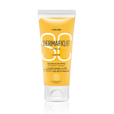 Buy Dermafique Sun Defense Gel Creme, SPF 30, PA +++ Sunscreen 50g, for All Skin Types, Prevents Tanning & Photoaging, Dermatologist Tested on Indian Skin-Purplle