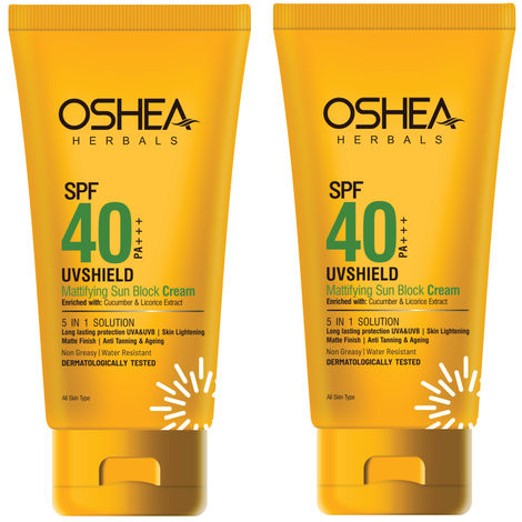 Buy Oshea Herbals UV SHIELD MATTIFYING SUN BLOCK CREAM SPF 40 PA +++60Grams pack of 2-Purplle
