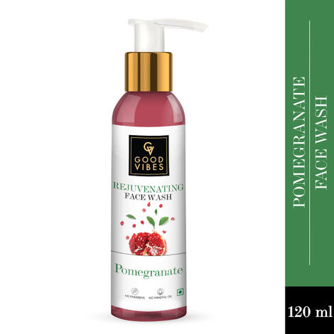 Buy Good Vibes Pomegranate Rejuvenating Face Wash | Brightening, Hydrating | No Parabens, No Mineral Oil, No Animal Testing (120 ml)-Purplle