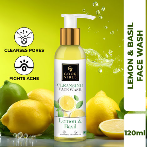 Buy Good Vibes Cleansing Face Wash - Lemon & Basil (120 ml)-Purplle