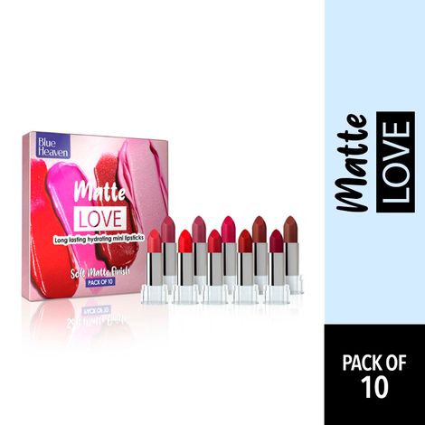 Buy Blue Heaven Matte Love Long Lasting Hydrating Mini Lipsticks- Pack of 10, 13gm-Purplle