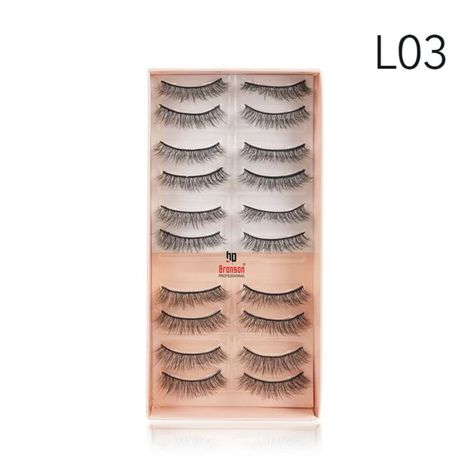 Buy Bronson Professional Eyelash set 3D false long and natural eye makeup 10 pairs No. 03-Purplle
