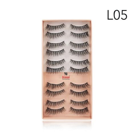 Buy Bronson Professional Eyelash set 3D false long and natural eye makeup 10 pairs No. L05-Purplle