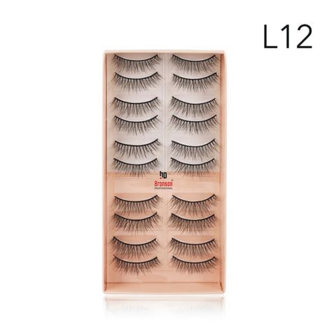 Buy Bronson Professional Eyelash set 3D false long and natural eye makeup 10 pairs No. L12-Purplle