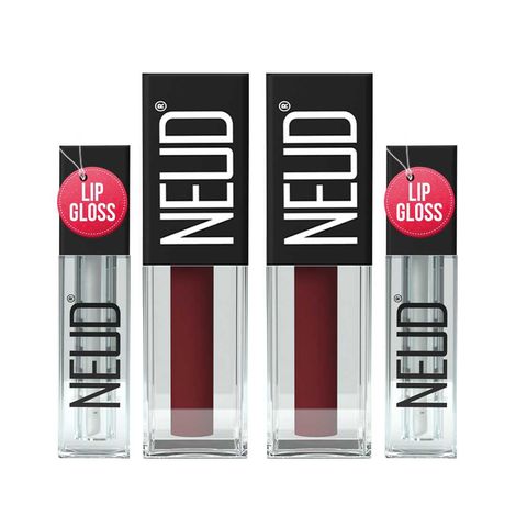 Buy NEUD Matte Liquid Lipstick Mocha Brownie with Jojoba Oil, Vitamin E and Almond Oil - Smudge Proof 12-hour Stay Formula with Free Lip Gloss - 2 Packs-Purplle