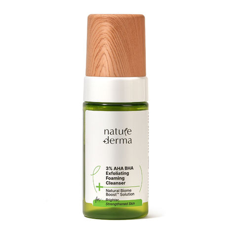 Buy Nature Derma 3% AHA BHA Facewash with 100% Natural Biome-Boost™ Solution: Skin-Strengthening & Exfoliating Foaming Cleanser To Resurface Dull / Dry Skin And Fight Acne-Purplle