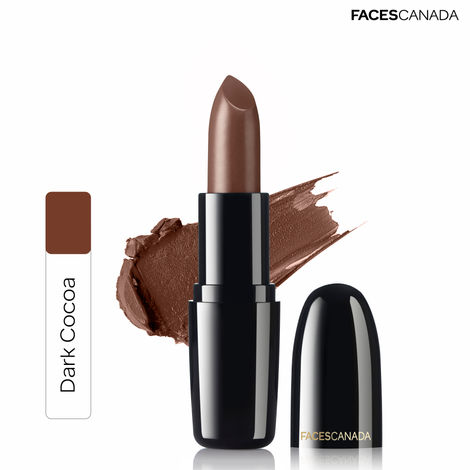 Buy Faces Canada Weightless Creme Lipstick |Jojoba and Almond Oil enriched | Smooth One Stroke Color | Dark Cocoa 4g-Purplle