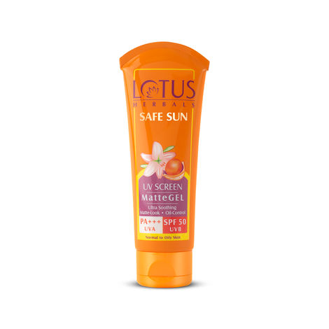 Buy Lotus Herbals Safe Sun Uv Screen Mattegel Ultra Soothing Sunscreen | PA+++ | SPF 50 | Matte Look | Oil Control | For Normal to Oily Skin | 100g-Purplle