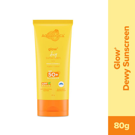 Buy Aqualogica Glow+ Dewy Lightweight Sunscreen Gel SPF 50+ PA++++ with Papaya & Vitamin C 80 gm-Purplle