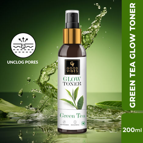 Buy Good Vibes Green Tea Glow Toner | Hydrating, Soothing, Refreshing | With Apple | No Alcohol, No Sulphates, No Parabens, No Animal Testing (200 ml)-Purplle