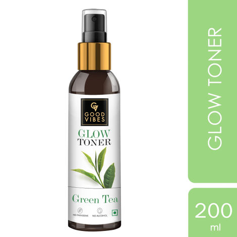 Buy Good Vibes Green Tea Glow Toner | Hydrating, Soothing, Refreshing | With Apple | No Alcohol, No Sulphates, No Parabens, No Animal Testing (200 ml)-Purplle