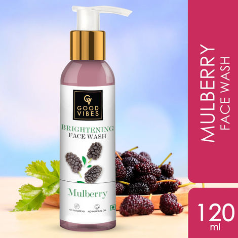 Buy Good Vibes Mulberry Brightening Face Wash | Cleansing, Lightening | With Papaya | No Parabens, No Mineral Oil, No Animal Testing (120 ml)-Purplle