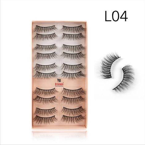 Buy Bronson Professional Eyelash set 3D false long and natural eye makeup 10 pairs No. 4-Purplle