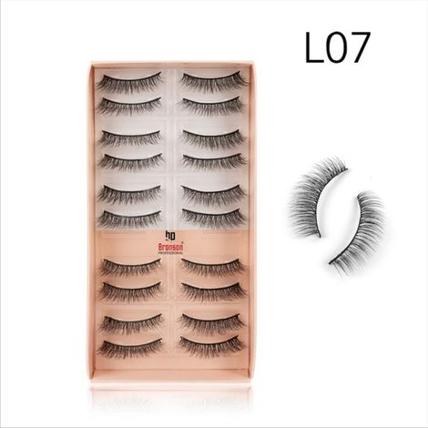 Buy Bronson Professional Eyelash set 3D false long and natural eye makeup 10 pairs No. 7-Purplle