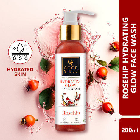 Buy Good Vibes Hydrating Glow Rosehip Face Wash With Power Of Serum (200 ml)-Purplle