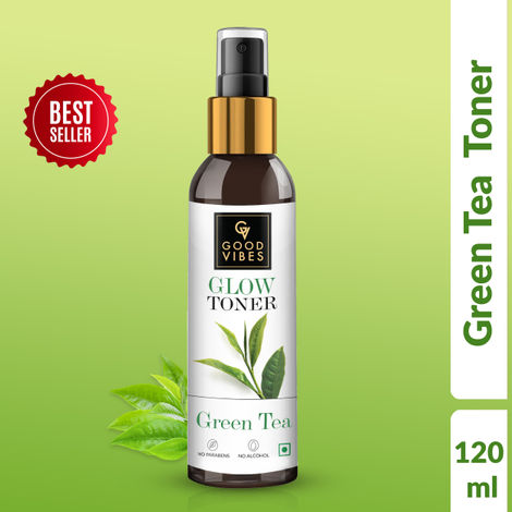 Buy Good Vibes Green Tea Glow Toner | Hydrating, Soothing, Refreshing | With Apple | No Alcohol, No Sulphates, No Parabens, No Animal Testing (120 ml)-Purplle