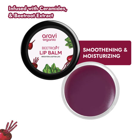 Buy Aravi Organic Beetroot Lip Balm With Beetroots, Shea Butter & Cocoa Butter - For Dry & Chapped Lips Lip - Protection & Nourishment - 8 gm-Purplle