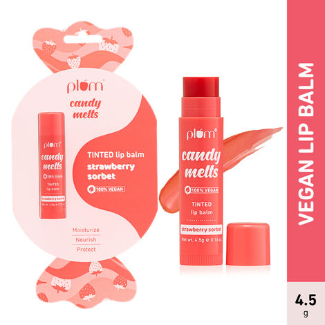 Buy Plum Plum Candy Melts Strawberry Sorbet Tinted Lip Balm | Moisturizes & Nourishes | Hydrates Dry Lips, 4.5 gm-Purplle