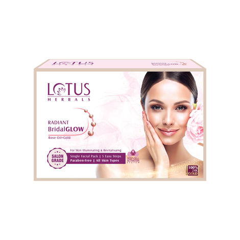 Buy Lotus Herbals Radiant BridalGLOW Rose Gold Skin Illuminating Facial Kit | 5 Easy Steps | Paraben Free | Salon Grade | All Skin Types | Pack of 4 | 228g-Purplle