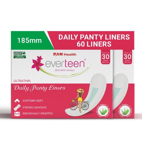 Buy everteen 100% Natural Cotton-Top Daily Panty Liners for Women - 2 Packs (30pcs each)-Purplle