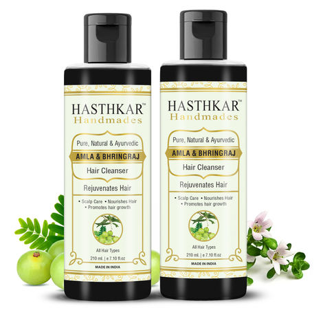 Buy Hasthkar Hamdmades Amla & Bhringraj Hair Cleanser Shampoo for Men & Women 210ml Pack of 2-Purplle