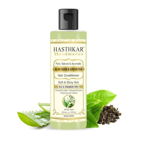 Buy Hasthkar Hamdmades Aloe Vera & Green Tea Hair Conditioner for Men & Women 210ml-Purplle