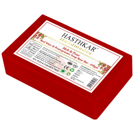 Buy Hasthkar Handmades Soap Base Bar For Soap Making Red Wine With Pomegranate Extract Melt & Pour Clear Transparent Glycerine Soap base SLS & SLES Paraben Free 450Gm-Purplle