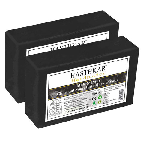 Buy Hasthkar Handmades Soap Base Bar For Soap Making Charcoal Melt & Pour Clear Transparent Glycerine Soap base | SLS & SLES Paraben Free | 450Gm Pack of 2-Purplle